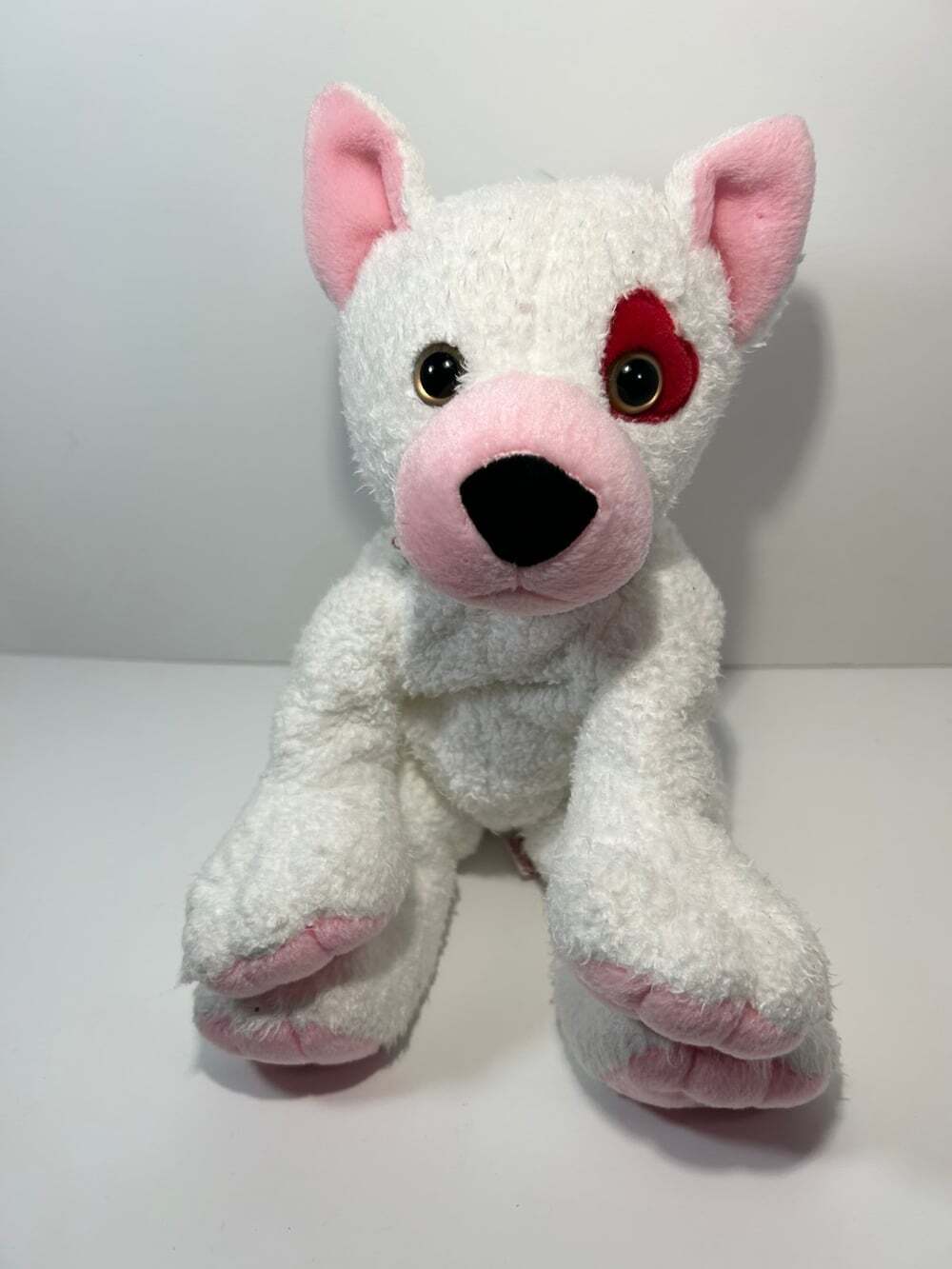 Ty Beanie Buddy Cupid the White Dog with Red Heart over Eye Plush Vintage 2003